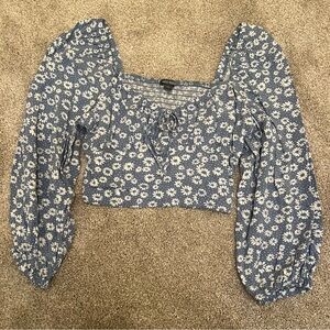 Wild Fable | Blue Flowered Crop Top - Small
